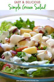 This Simple Green Salad With Homemade Mayo Dressing Is A Delicious And Easy Addition To Dinner Simple Green Salad Summer Salads Green Salad