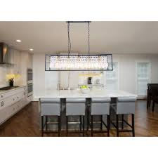 Canada, kitchen track lights at home depot, modern kitchen lights home depot, pendant lighting kitchen island home depot, round kitchen lights home depot. 5 Light Black Linear Kitchen Island Lighting With Clear Glass Crystal Shade Mc1017 The Home Depot