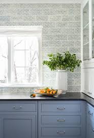 Rich Blue Cabinets Light Blue Kitchen Wallpaper In The Kitchen Black Granite Countert Light Blue Kitchens Black Kitchen Countertops Black Granite Kitchen