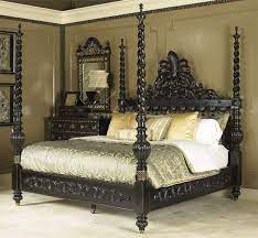 Solid Mango Wood King Bed Hand Carved Ornate King Size Bedroom Sets Bed Furniture Set King Size Bed Headboard