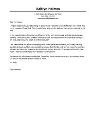 Best Front Desk Clerk Cover Letter Examples Livecareer