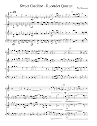 Download Sweet Caroline Recorder Quartet Sheet Music For Recorder Recorder Recorder Recorder Mixed Quartet Musescore Com