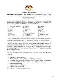 An employment pass holder category 2 (in a managerial and professional position in a company and with a monthly salary between rm5,000 and rm9,999). Travel Advisory Entry Restrictions On Foreign Travellers To Malaysia Effective From 7 September 2020 News From Mission Portal