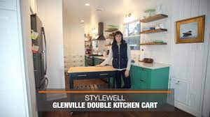 Stylewell Glenville Black Kitchen Cart With 2 Shelves Sk17787cr2 Cbb The Home Depot White Kitchen Cart Kitchen Cart Home Depot Kitchen