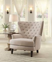 Amazon Com Homelegance Rhett Stylish Button Tufted Wingback Accent Chair With Nail Heads Flared Arm Cream Kitchen Dining Accent Chairs Chair Furniture