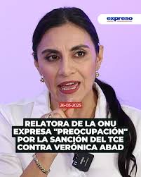 La relatora especial de la ONU sobre la violencia contra las mujeres, Reem  Alsalem, se refirió al caso de Verónica Abad y dijo que seguía con  "preocupación los reportes provenientes de Ecuador