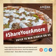 Today We Announce Shareyouramore Visit Either Amore Location Snap A Picture Of Your Meal And Share To Social Media With Shareyou Meals Dinner Enter To Win