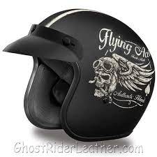 Dot Daytona Cruiser Flying Aces Open Face Motorcycle Helmet Sku Grl Dc6 Fac Dh Helmet Open Face Helmets Flying Ace