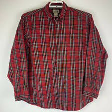 Details About Ll Bean Mens Scottish Plaid Flannel Shirt Red Tartan Plaid Regular Fit Large Euc
