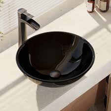 Maybe you would like to learn more about one of these? Vessel Sinks Round Vanity Countertop Sink Bowl With Pop Up Drain Anzzi Bravo Series Modern Tempered Glass Vessel Bowl Sink In Lustrous Black Top Mount Bathroom Sinks Above Counter Ls Az043 Tools