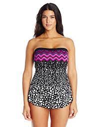 Maxine Of Hollywood Women S Plus Size In The Groove Bandeau Sarong One Piece Swimsuit Plus Size Swimsuit Purple Women S Plus Size Swimwear