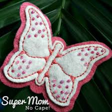 The butterfly pincushion embroidery pattern includes three pieces… the top with the butterfly and flower pattern, the side with the vines and flowers pattern and the plain bottom piece. Beaded Felt Butterfly Embroidery Pattern Easy Yet Elegant