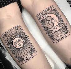 Bodyart Magazine On Instagram Sun And Moon Tattoo Lorencrawley Tarottattoo Tattoo In 2020 Tattoos Card Tattoo Matching Tattoos