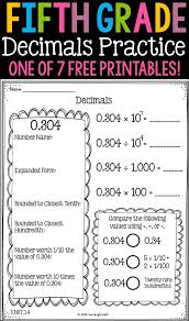 Free Fifth Grade Decimals Printable Can Be Used As Daily Math Skills Practice Spiral Review Homework Or Assess Fifth Grade Math Daily Math Math Printables