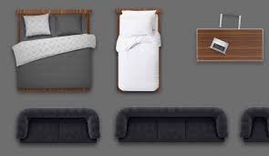 2d Furniture Floorplan Top View Psd 3d Model Render Top Plan Top 3d Model Bed Top View Furniture Sofa Set