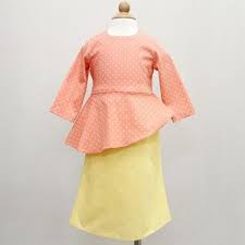 Polka Slanted Peplum Baju Kurung Orange Yellow Hijab Kids Fashion Fashion Girl Fashion