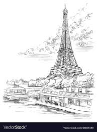 Vector Hand Drawing Illustration Of Eiffel Tower Paris France Landmark Of Paris Cityscape With Eiffe Landscape Drawings Eiffel Tower Drawing Paris Drawing