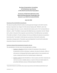 Https Ncbarblog Com Wp Content Uploads 2018 07 Ncba Business Corporations Committee Summary Of 2018 Amendments To The North Carolina Business Corporations Act Session Law 2018 45 Senate Bill 622 Final 7 11 2018 6844838 3 2 1 Pdf