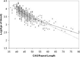 The Relationship Between Cag Repeat Length And Age Of Onset
