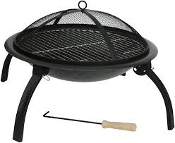 Maybe you would like to learn more about one of these? Amazon Com Fire Sense Portable Folding Round Black Steel 22 Inch Fire Pit With Carry Bag Wood Burning Mesh Spark Screen Wood Grate Cooking Grate And Screen Lift Tool Included