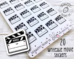 20 movie writeable stickers cute kawaii cinema film trackers etsy planner stickers white sticker paper stickers