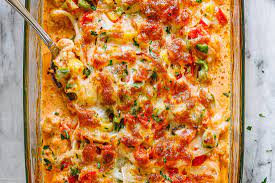 Creamy Baked Fajita Chicken Casserole Recipe Baked Chicken Casserole Recipe Eatwell101