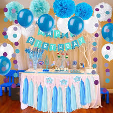 Balloons, streamers, bubbles and confetti add sparkle to your home or event space. Factory 21 Paper Frozen Theme Blue White Full Room Baby Birthday Party Decoration Kit Standard Size Multicolour Amazon In Home Kitchen