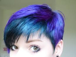 Tempted to give purple hair a go? Short Pixie Blue And Purple Hair Haircut Hairstyle The Blue Short Hair Styles Short Hair Color Hair Color Purple