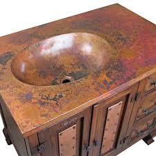 old wood and copper bath vanity