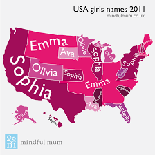 Boy names like russell, james, and paul have consistently been popular, but boys names like dylan, brandon, and ethan have had so many babies in just a few years that they made the list. Girls Names By Us State Map Usa Us State Map Girl Names Names