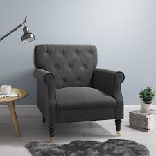 Kit out your living room and shop chairs at next. Fletcher Dark Grey Fabric Armchair With Button Back Detail Furniture123
