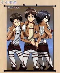 Attack on titan levi and eren. Anime Decorative Picture Attack On Titan Shingeki No Kyojin Eren Jaeger Levi Ackerman Mikasa Home Decor Wall Scroll Poster Painting Calligraphy Aliexpress