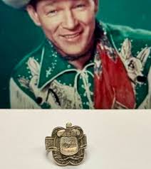 RARE Vintage Roy Rogers Engraved Nickel Silver Western Horse Saddle Ring ,  Size 6 3/4