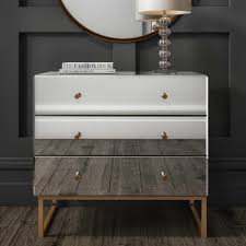 Choose from our 2 drawer, 3 drawer or art deco nightstands. Lola Mirrored 3 Drawer Chest Of Drawers With Rose Gold Legs Furniture123
