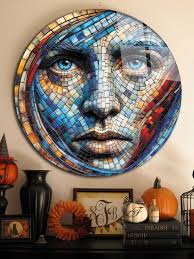 Art mural rond en verre trempé teinté, art mural rond cadeau, art mural en  verre trempé, art mural rond abstrait en verre