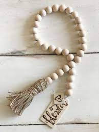 Wood Bead Garland The Boho Beads Are Like Accessories For Your Home They Come With A Personalized Wood Wood Beads Diy Wooden Bead Garland Wood Bead Garland