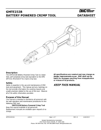Daniels Manufacturing Crimpers Battery Powered Crimp Tool