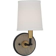 Led sconce light bathroom vanity mirrors home wall makeup lamp fixtures lighting. Possini Euro Design Modern Wall Sconce Lighting Warm Brass Black Hardwired 12 High Fixture Linen Tapered Drum Bedroom Bathroom Target