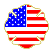American Flag On Maltese Cross Label Emergency Rescue