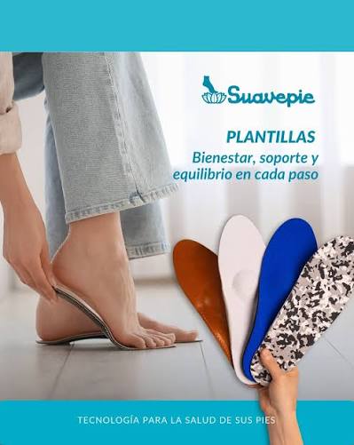 👣 Plantillas de descanso SUAVEPIE: bienestar y soporte en cada paso.  Nuestras plantillas están diseñadas para mejorar la postura corporal,  aliviar la fatiga y brindar confort tanto al estar de pie como