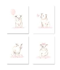 Perfect for your girls nursery, kids bedroom decor, wedding decor, baby shower decor, bridal shower, personalized gift, home wall art, birthday Amazon Com Pig Nursery Art Prints Sweet Blush Baby Wall Decor Baby Animal Art Set Of 4 Unframed Prints Handmade