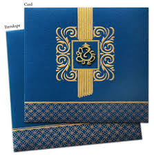 Blue And Gold Lord Ganesh Invitation Hindu Wedding Invitation Cards Hindu Wedding Invitations Hindu Wedding Cards
