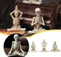 Xihbxyly Estatua de Esqueleto de Yoga para Halloween, Decoración Artesanal  de Resina, Diseño de Calavera Pintado a Mano, Acabado Vintage Envejecido,  ...