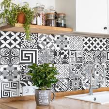 30 stickers carreaux de ciment azulejos melania carreau de ciment sticker salle de bain carrelage traditionnel