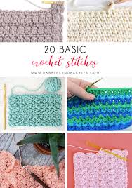 Use these charts to estimates the size and how much yarn you will need for a specific crochet project and what size the hook you need to use. 20 Basic Crochet Stitches Dabbles Babbles