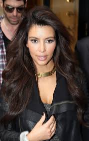The sleek textured straight style is ideal option for the informal events and it can flatter many face shapes.leave only long layers cut round the edges in order to make the style softer and tender. Kim Kardashian Side Parted Long Wavy Hairstyle Hairstyles Weekly