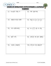 Order Of Operations With Rational Numbers Worksheet Order Of Operations Number Worksheets Rational Numbers