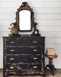 Antique Chippy Black Dresser And Mirror Paintedfurniture Black Painted Furniture Painted Furniture Shabby Chic Dresser