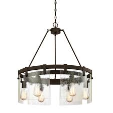 Westinghouse Burnell 6 Light Oil Rubbed Bronze Chandelier With Clear Seeded Glass Shades 6352200 The Home Depot