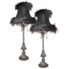 Pair Table Lamps 31 5 Pewter Black Feather Boudoir 12 5 Shades Free Bulbs New Ebay Feather Lamp Black Feathers Lamp